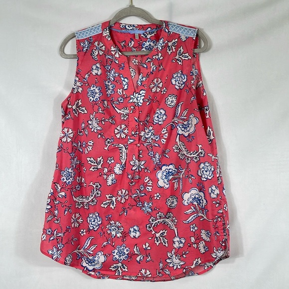 Joules Tank Top Blouse Size 14 Pink And Blue Print - Picture 1 of 9